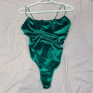 Emerald satin body suit